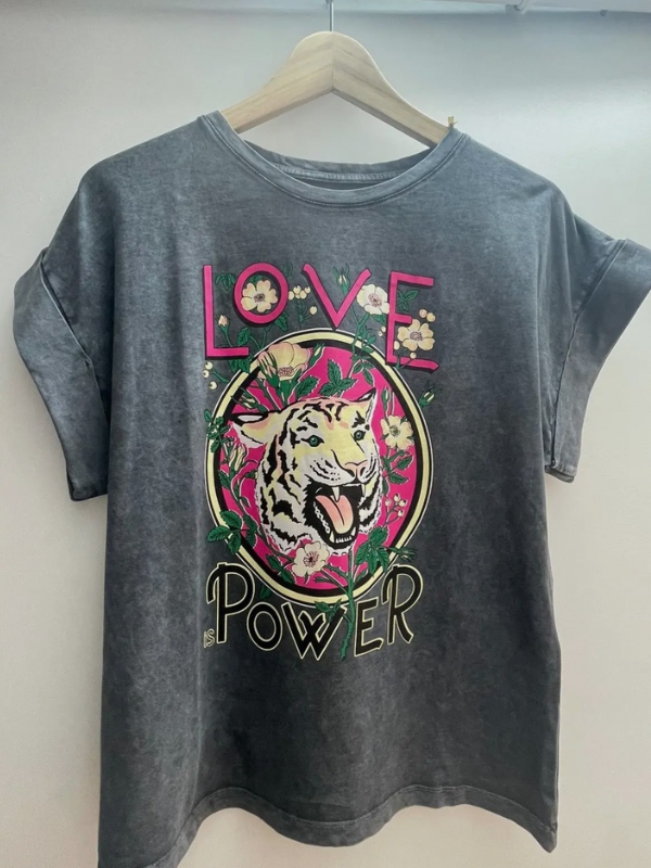 T-shirt flower power tigre