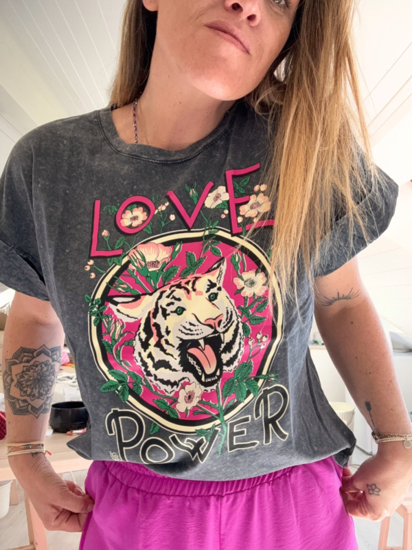 T-shirt flower power tigre