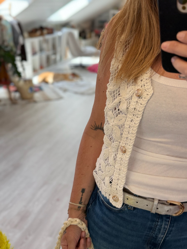 Gilet en crochet - Blanc
