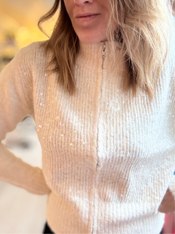 Gilet gris zippé scintillant – Taille unique