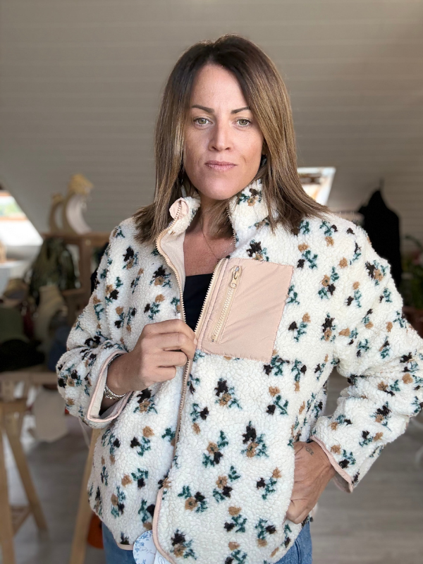 Veste Polaire courte - Motif fleurs