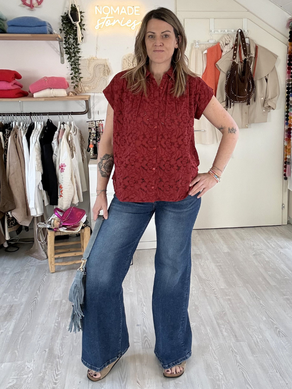 Chemise en coton broderie anglaise