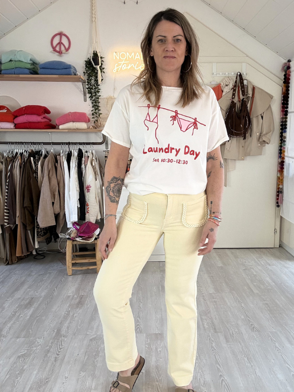 Jeans Jaune beurre - poches tressées