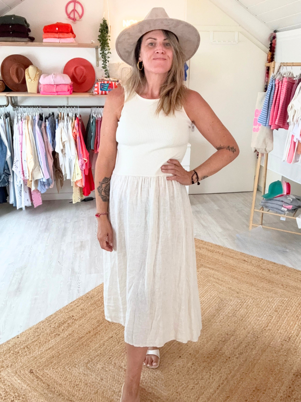 Robe longue coton et lin