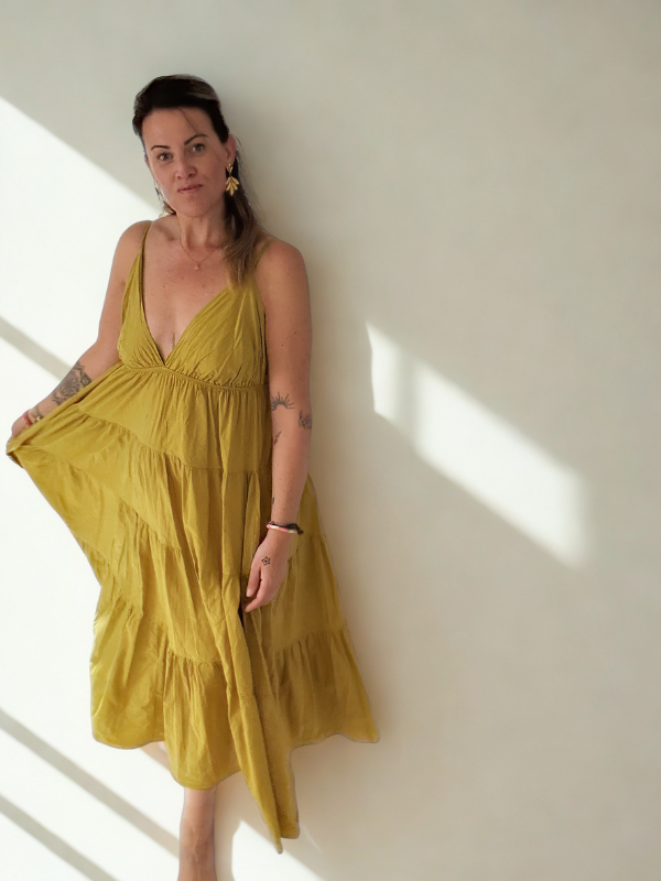 Robe longue en coton et dos nus