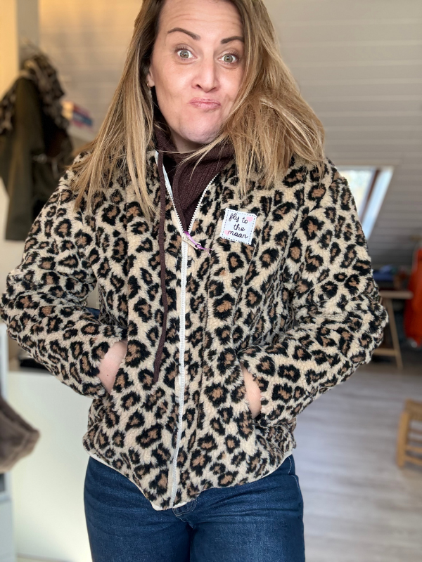 Veste polaire courte léopard