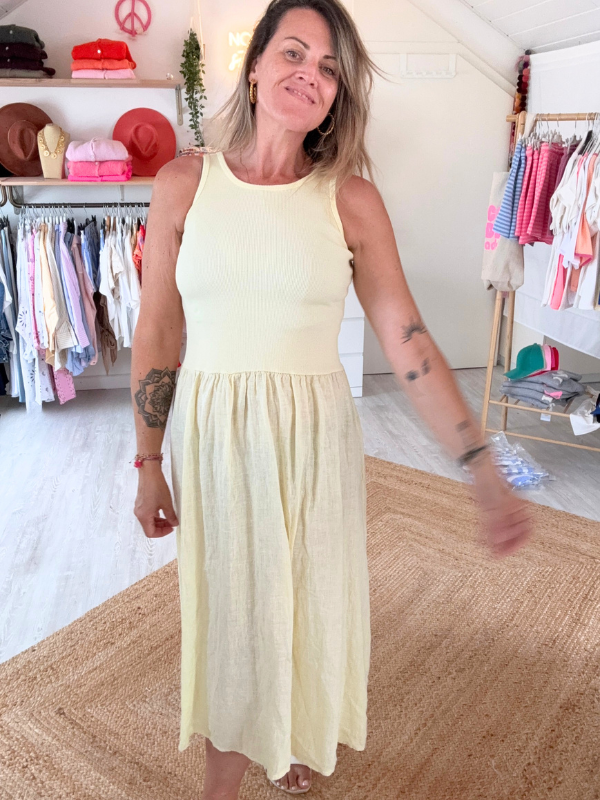 Robe longue coton et lin