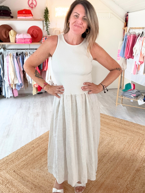 Robe longue coton et lin