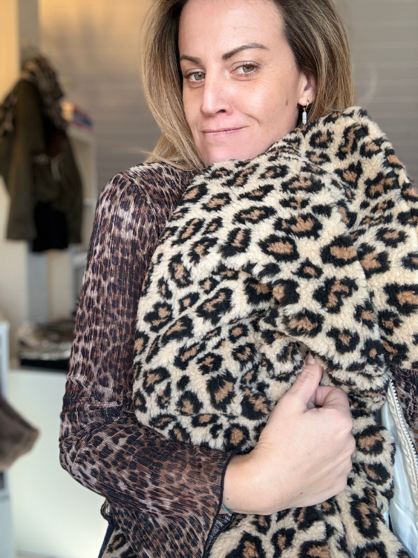 Veste polaire courte léopard