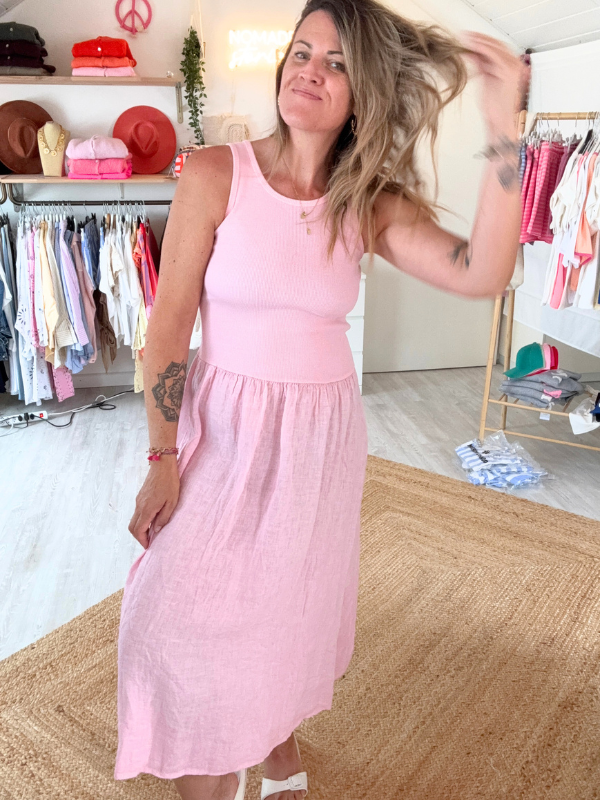 Robe longue coton et lin