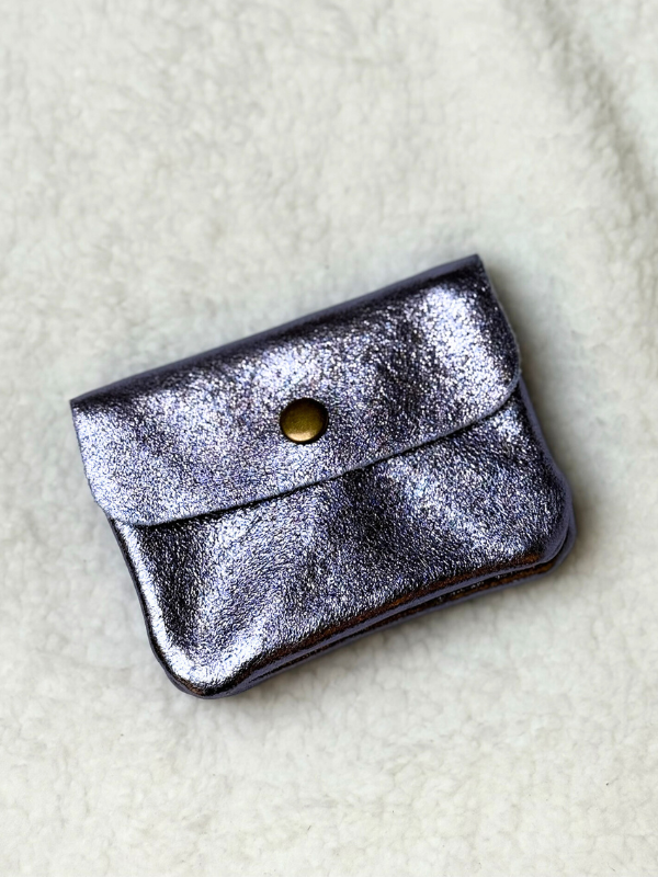 Porte-monnaie en cuir métalisé