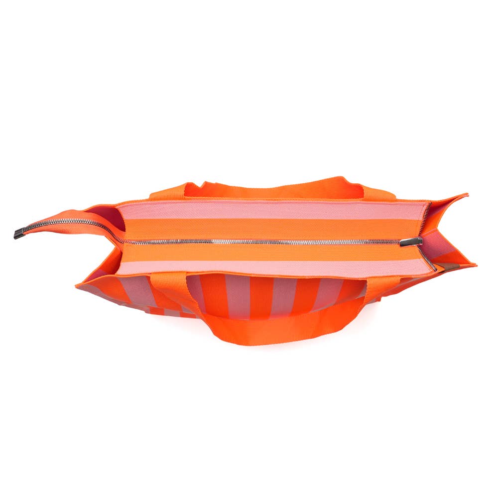 Sac Cabas Rayé Orange et Corail