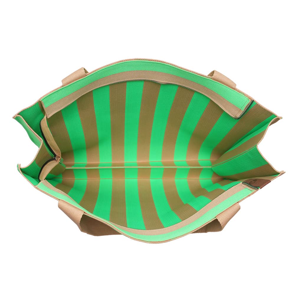 Cabas Vert Fluo et Beige