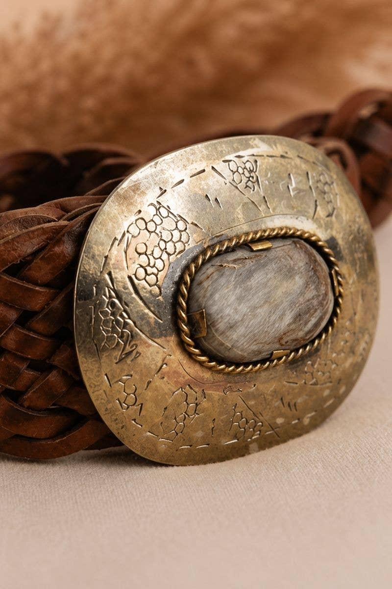 CEINTURE EN CUIR MARRON MERCURIO LARGE
