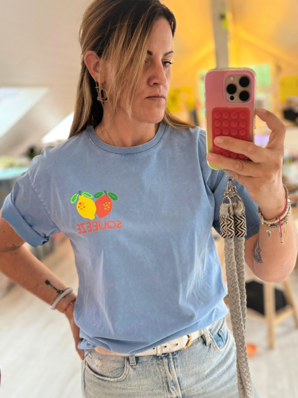 T-shirt squeeze me - bleu