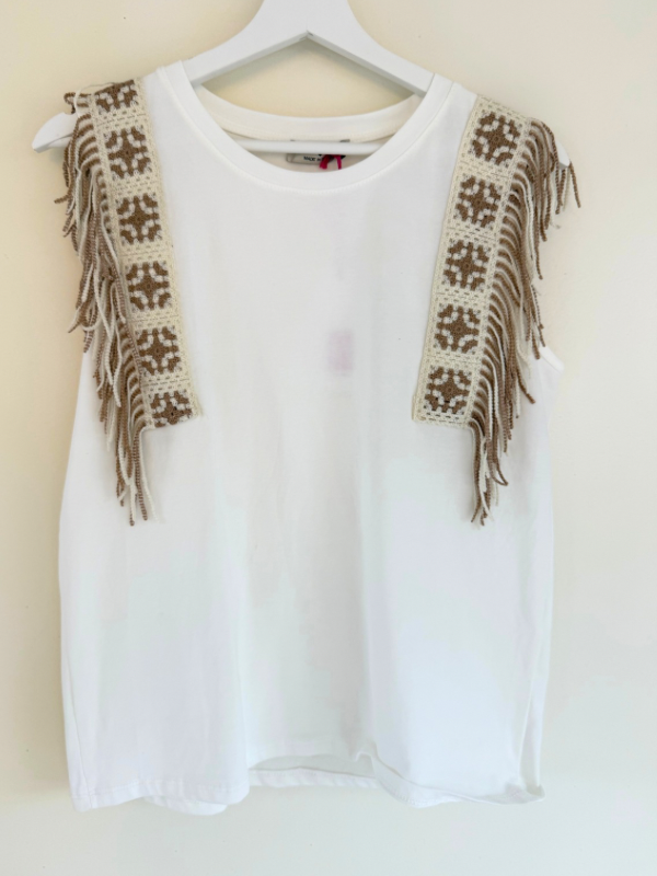 T-shirt sans manche à frange