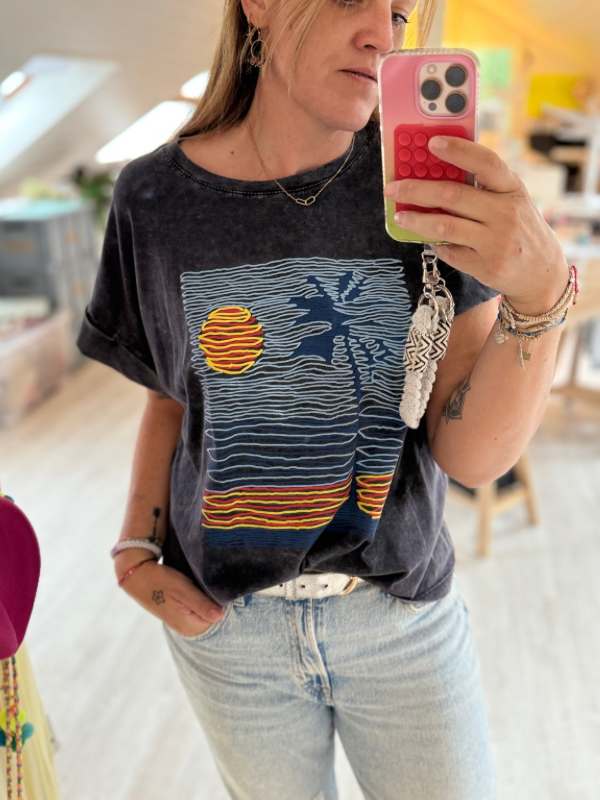 T-shirt gris Les Vagues