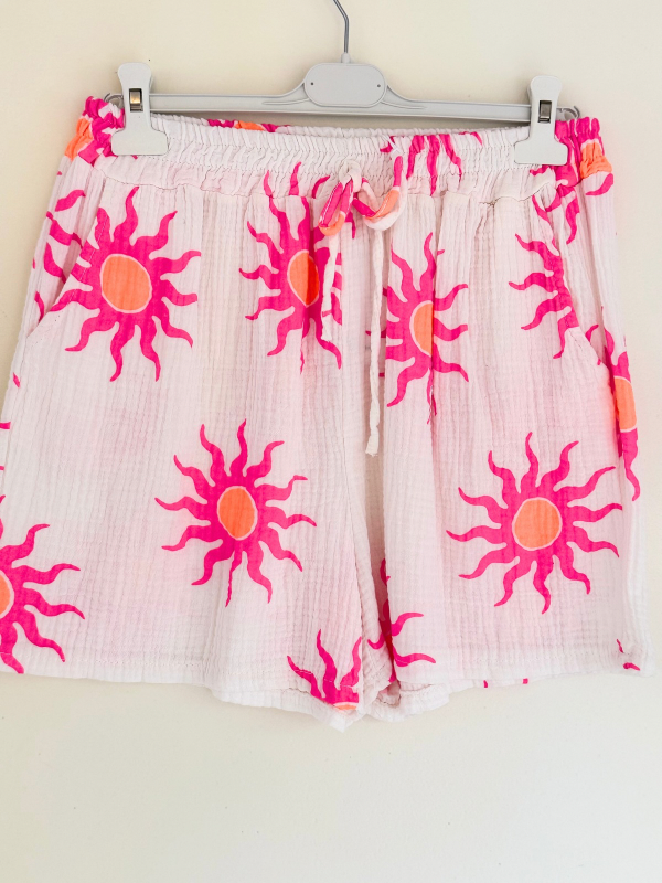 Short soleil blanc et rose - Gaz de Coton