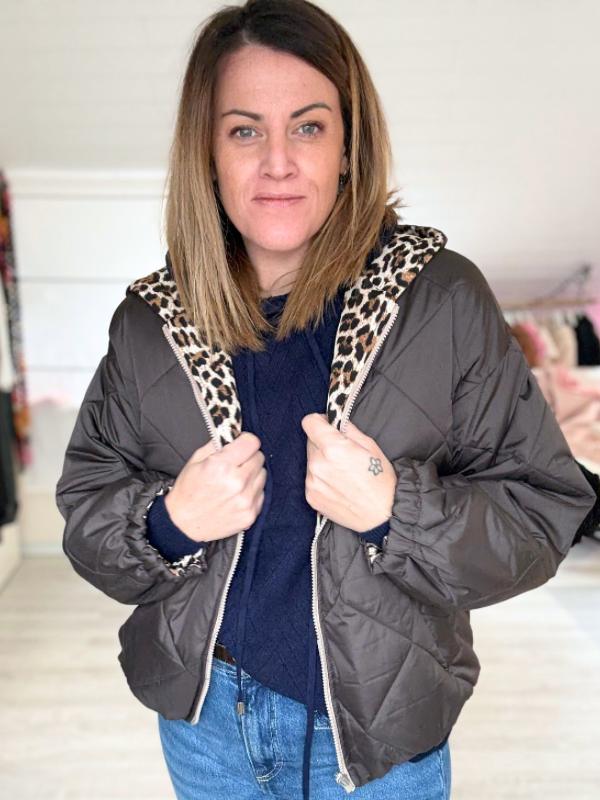 Veste réversible matelassé à capuche