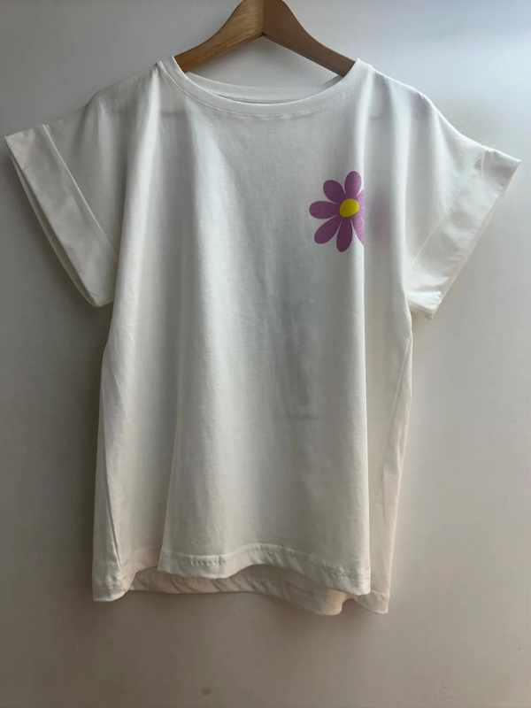 T-shirt blanc Fleurs Lila