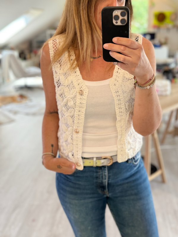 Gilet en crochet -  Blanc