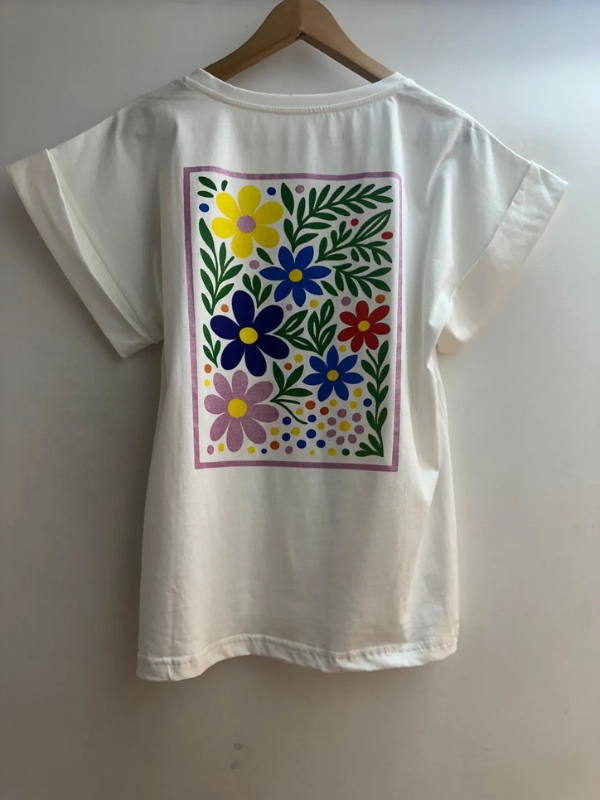 T-shirt blanc Fleurs Lila