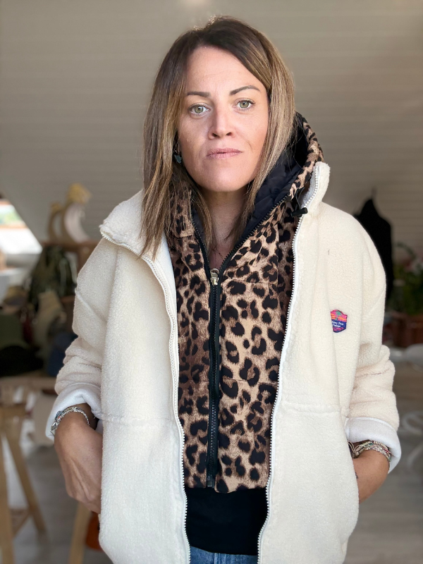 Capuche doudoune Leopard reversible