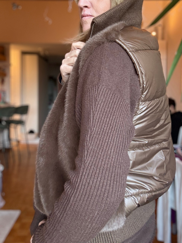 Gilet fausse fourrure col montant