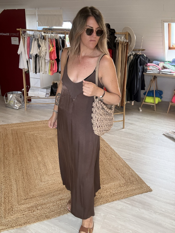 Robe longue en satin de viscose