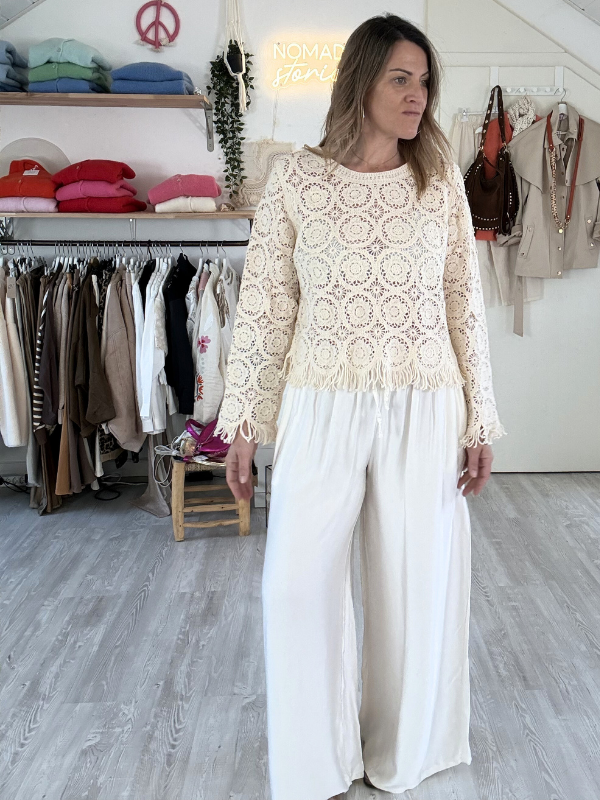 Haut en crochet à franges