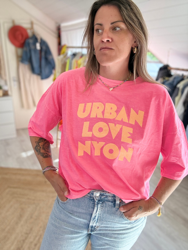 T-Shirt manches 3/4 Loose - Rose Fluo - Collection Capsule