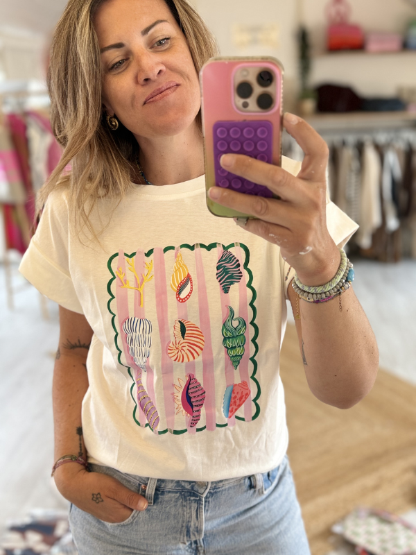 T-shirt blanc Coquillages