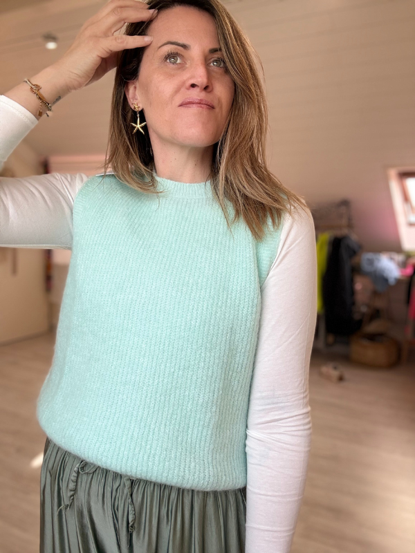 Pull sans manches en alpaga super fine