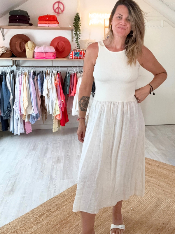Robe longue coton et lin