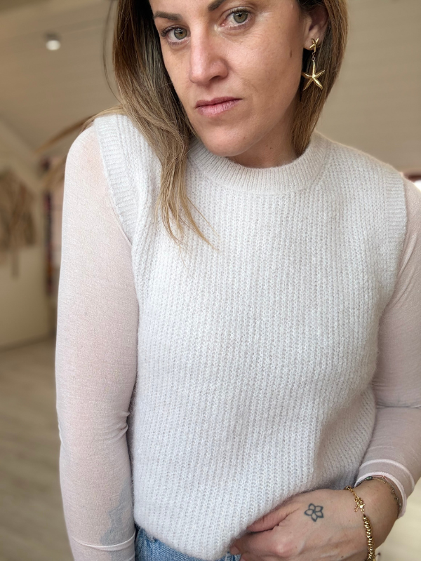 Pull sans manches en alpaga super fine