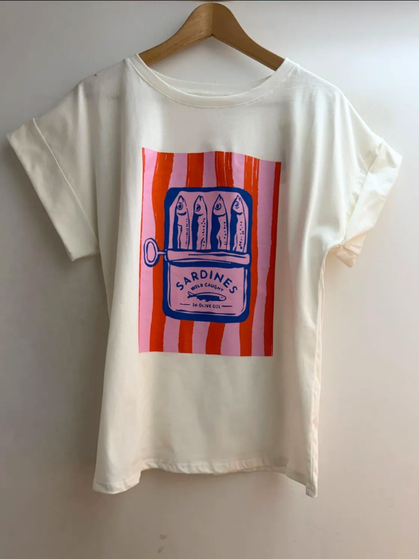 T-shirt blanc Sardine Orange