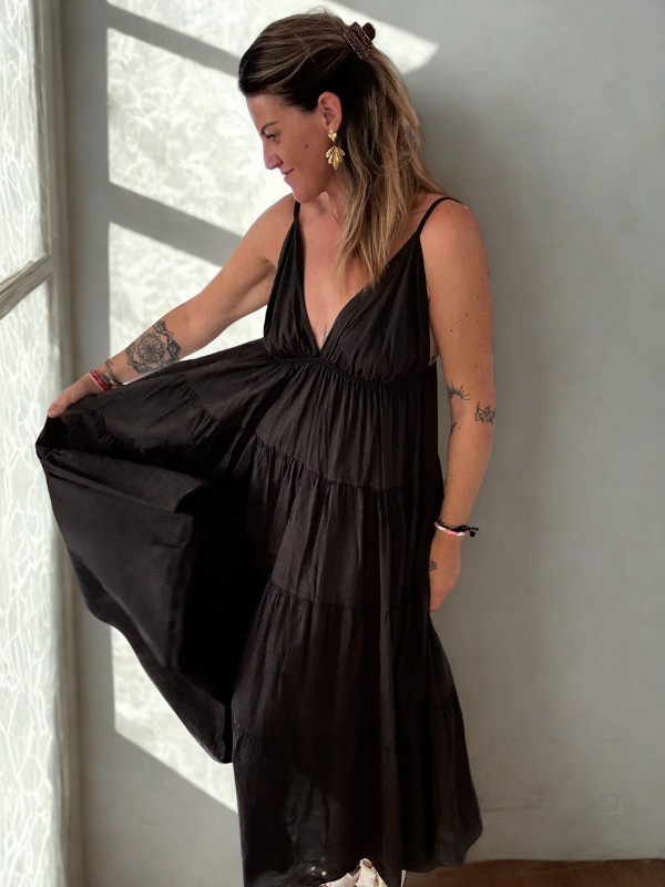 Robe longue en coton et dos nus