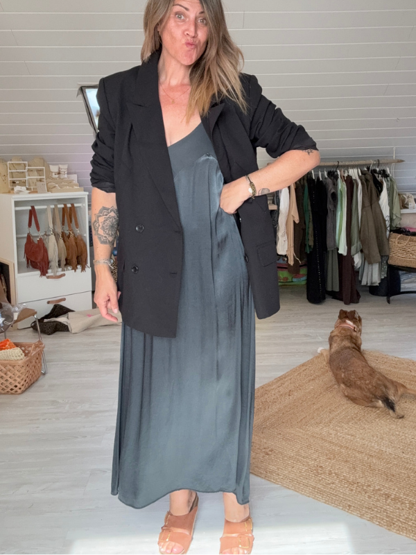 Robe longue en satin de viscose
