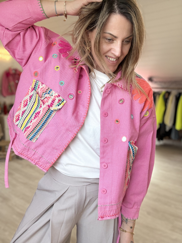 Veste en Jean Rose
