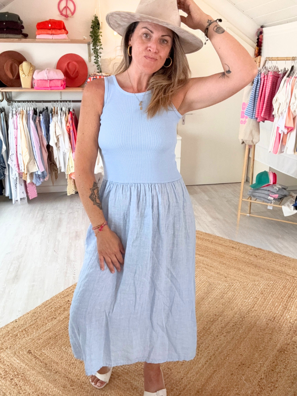 Robe longue coton et lin