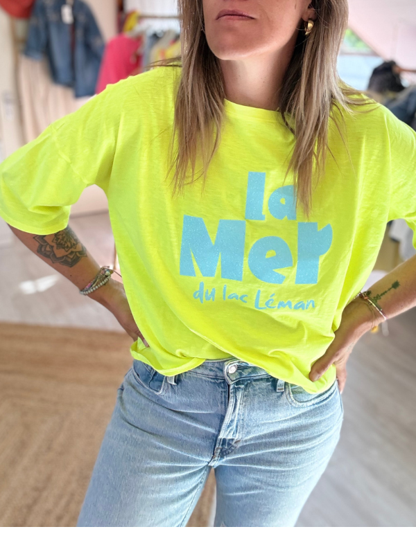 T-Shirt manches 3/4 Loose - Jaune Fluo - Collection Capsule