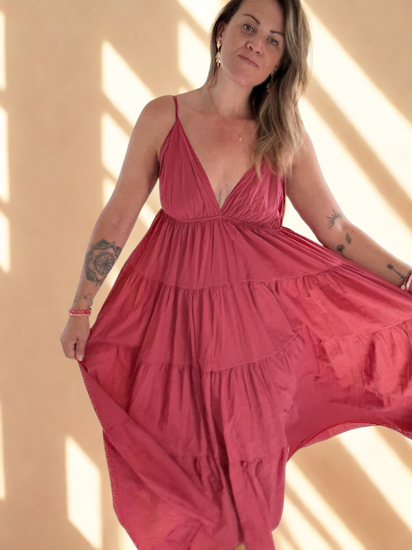 Robe longue en coton et dos nus