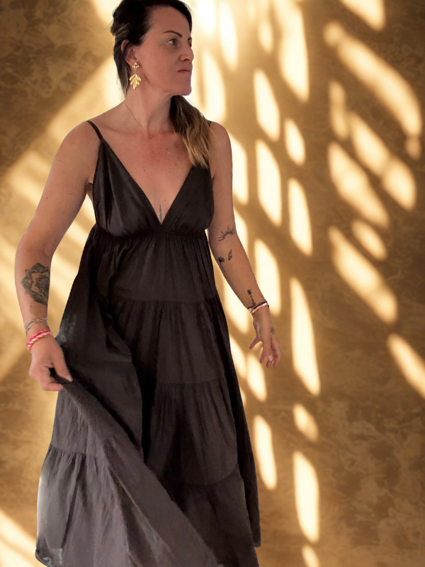 Robe longue en coton et dos nus