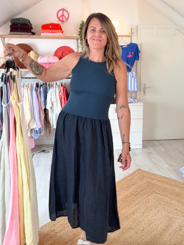 Robe longue coton et lin