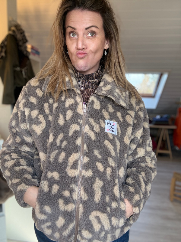 Veste polaire courte léopard