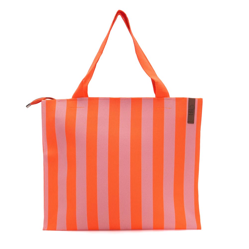 Sac Cabas Rayé Orange et Corail