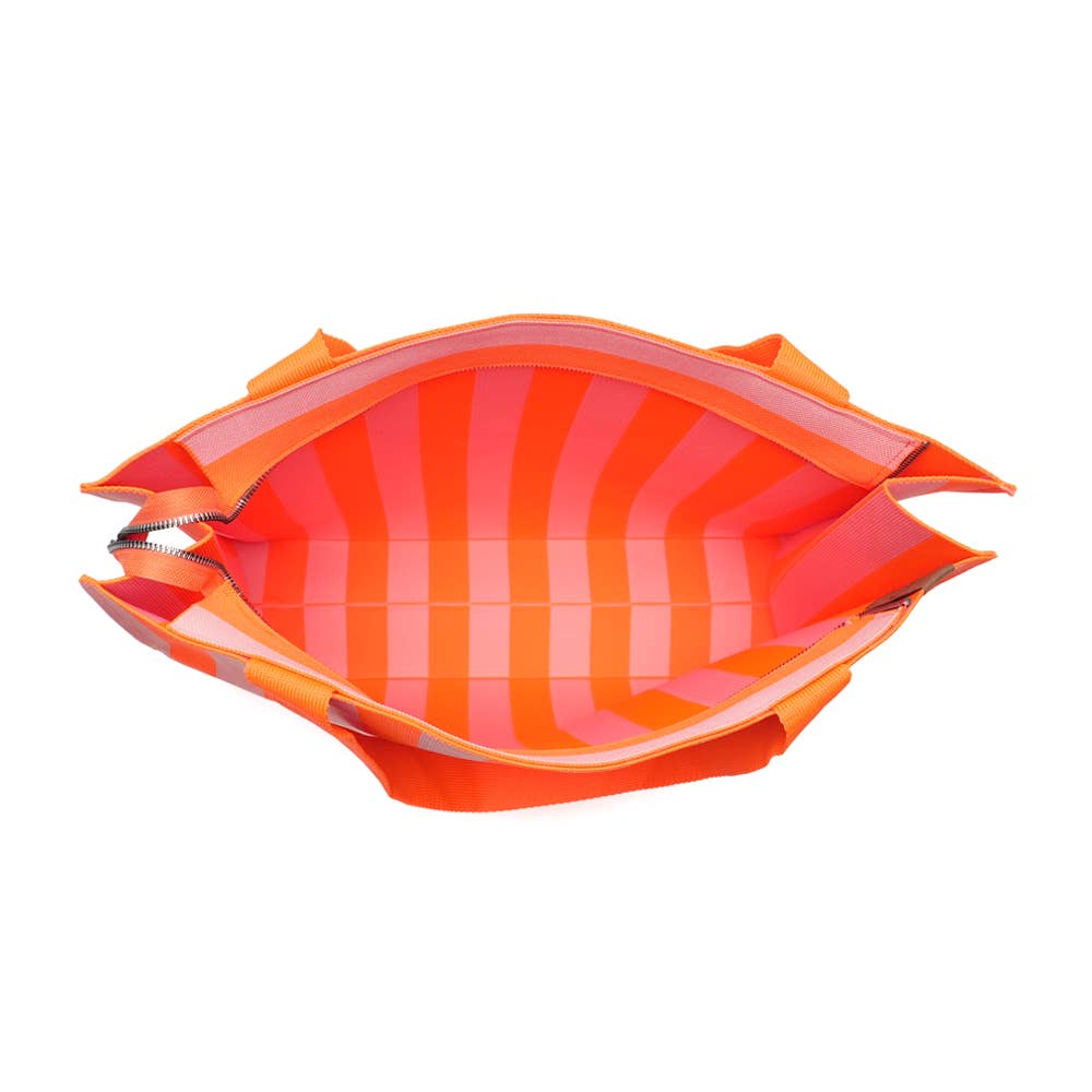 Sac Cabas Rayé Orange et Corail